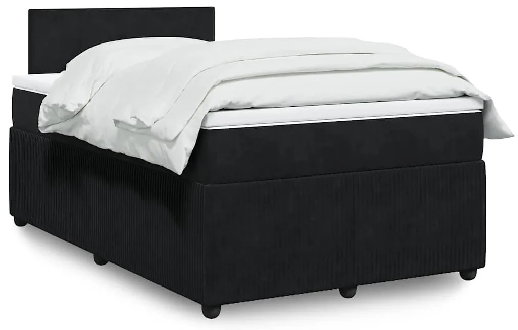 vidaXL Κρεβάτι Boxspring με Στρώμα Μαύρο 120x190 εκ. Βελούδινο