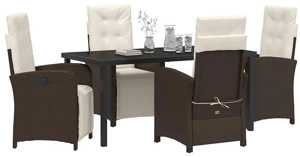 vidaXL Σέτ φαγητού για κήπο 5 pcs Καφέ συνθετικό ρατάν