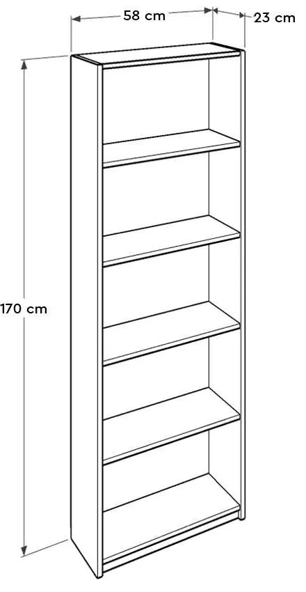Max Βιβλιοθηκη Με 5 Ραφια  χρώμα Κόκκινο 58x23x170 εκ.