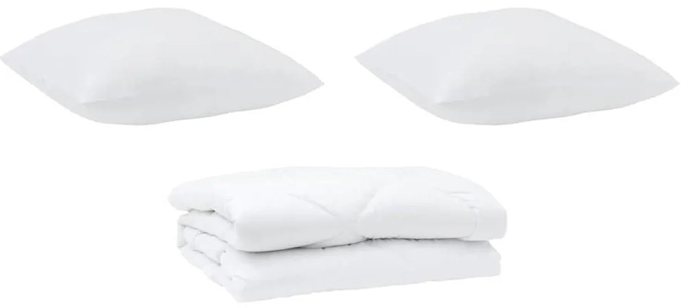 vidaXL Σετ Κουβέρτας με μαξιλάρι 3 pcs Λευκό 240 x 220 cm Μικροΐνες