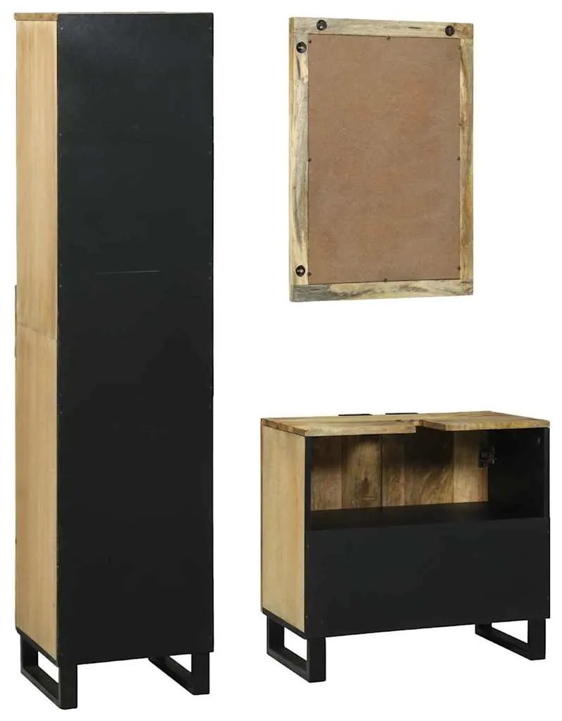 vidaXL Σετ Επίπλων Μπάνιου με συρτάρι 3 pcs Καφέ Επεξεργασμένο ξύλο