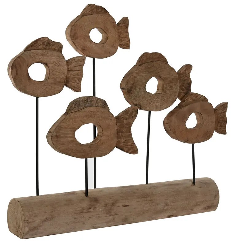 Διακοσμητική Φιγούρα Home ESPRIT Μαύρο Φυσικό Ιχθύες 61,5 x 10 x 53,5 cm