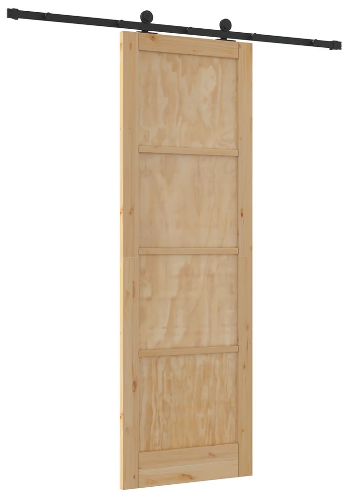 vidaXL Συρόμενη Πόρτα με Σετ Χαλικών 78x232 εκ. Μασίφ Ξύλο Πεύκου
