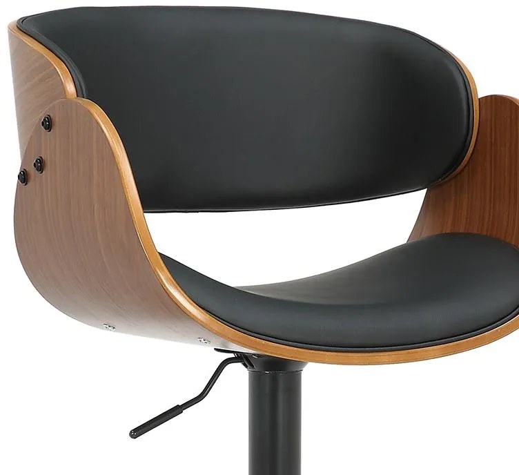 Σκαμπό μπαρ Hadley πτυσσόμενο μαύρο pu-ξύλο καρυδί-μέταλλο μαύρο 54x51x112 εκ.