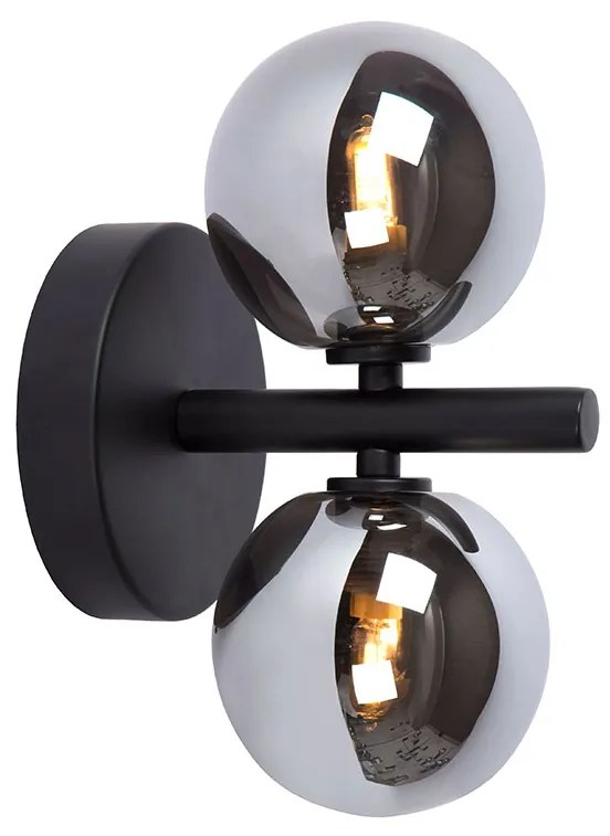 Φωτιστικό Επίτοιχο Lucide 45274-02-30 TYCHO Μαύρο Ματ (Black Mat)|Φυμέ (Smoke)