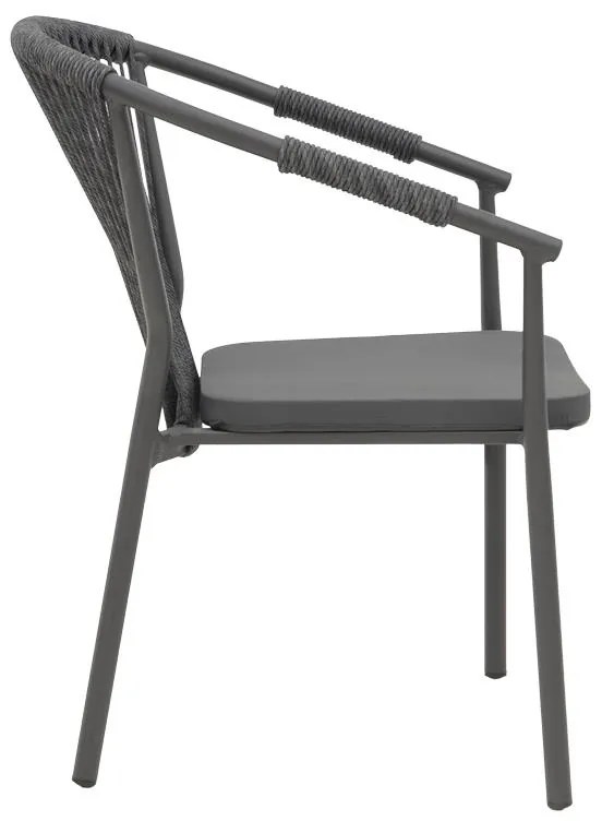 Καρέκλα - Πολυθρόνα αλουμινίου Convince στοιβαζόμενη ανθρακί σκελετός-textilene-rattan 56x63x82 εκ. 57x63x82 εκ.