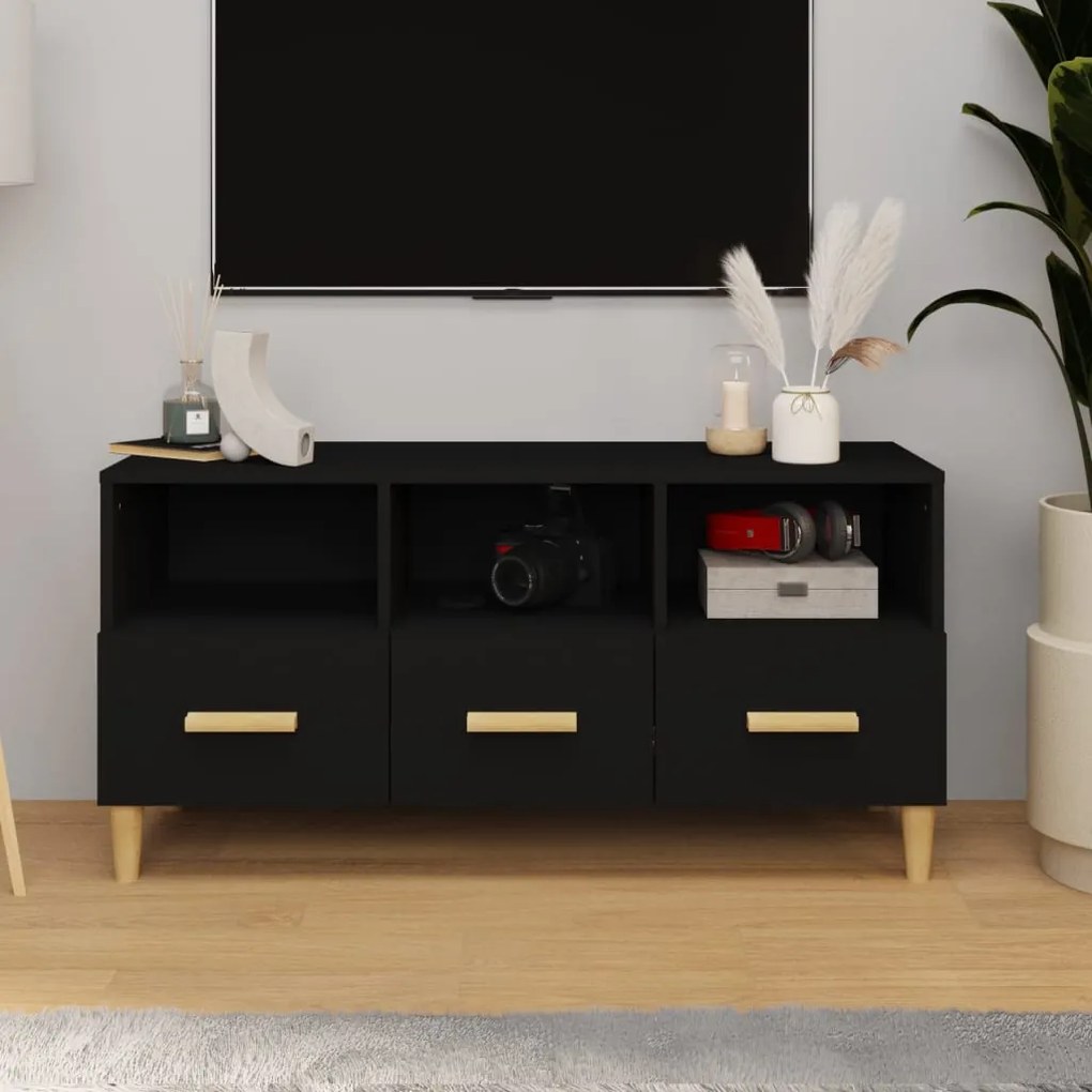 vidaXL Έπιπλο Τηλεόρασης Μαύρο 102x36x50 εκ. Επεξεργασμένο Ξύλο