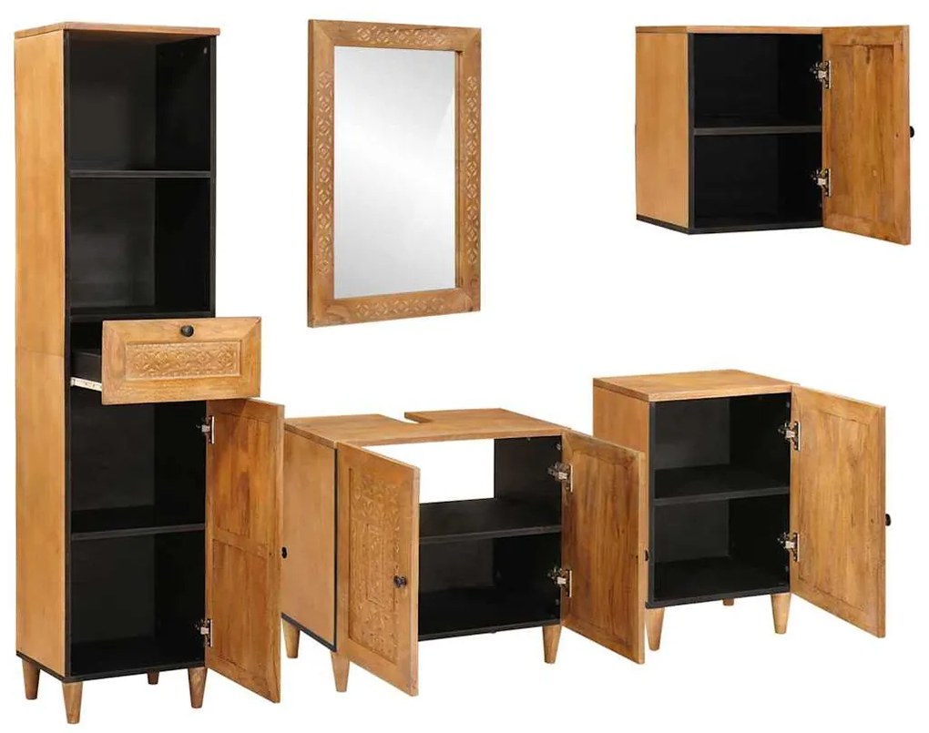 vidaXL Σετ Επίπλων Μπάνιου με συρτάρι 5 pcs Καφέ 38 x 33 x 160 εκ.