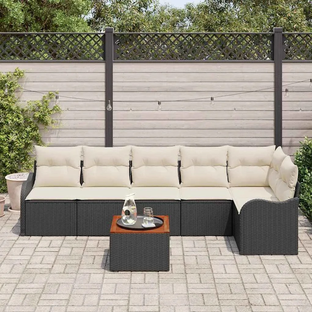 vidaXL Σετ Καναπέ Κήπου 7 pcs Μαύρο Πολυ ράταν