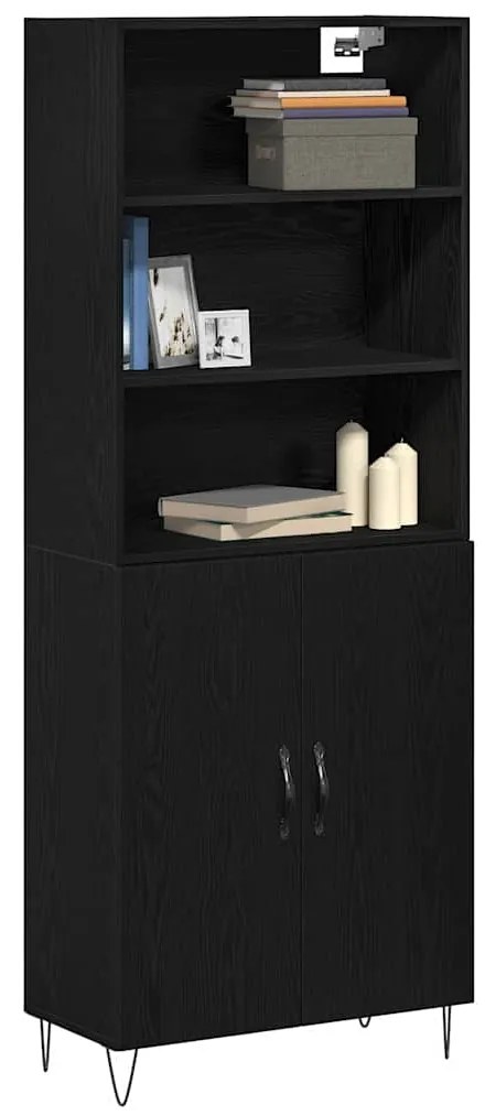 vidaXL Highboard 2 pcs Μαύρη δρυς 70 x 34 x 180 εκ. Επεξεργασμένο ξύλο