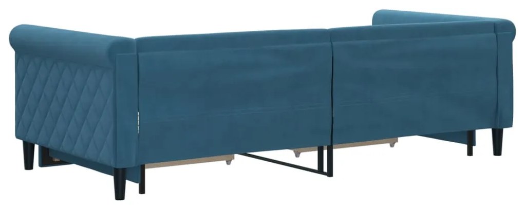 vidaXL Καναπές Κρεβάτι Συρόμενος Μπλε 90x200 εκ. Βελούδινος &amp; Συρτάρια