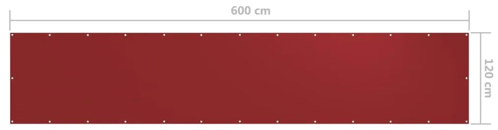 vidaXL Διαχωριστικό Βεράντας Κόκκινο 120 x 600 εκ. Ύφασμα Oxford