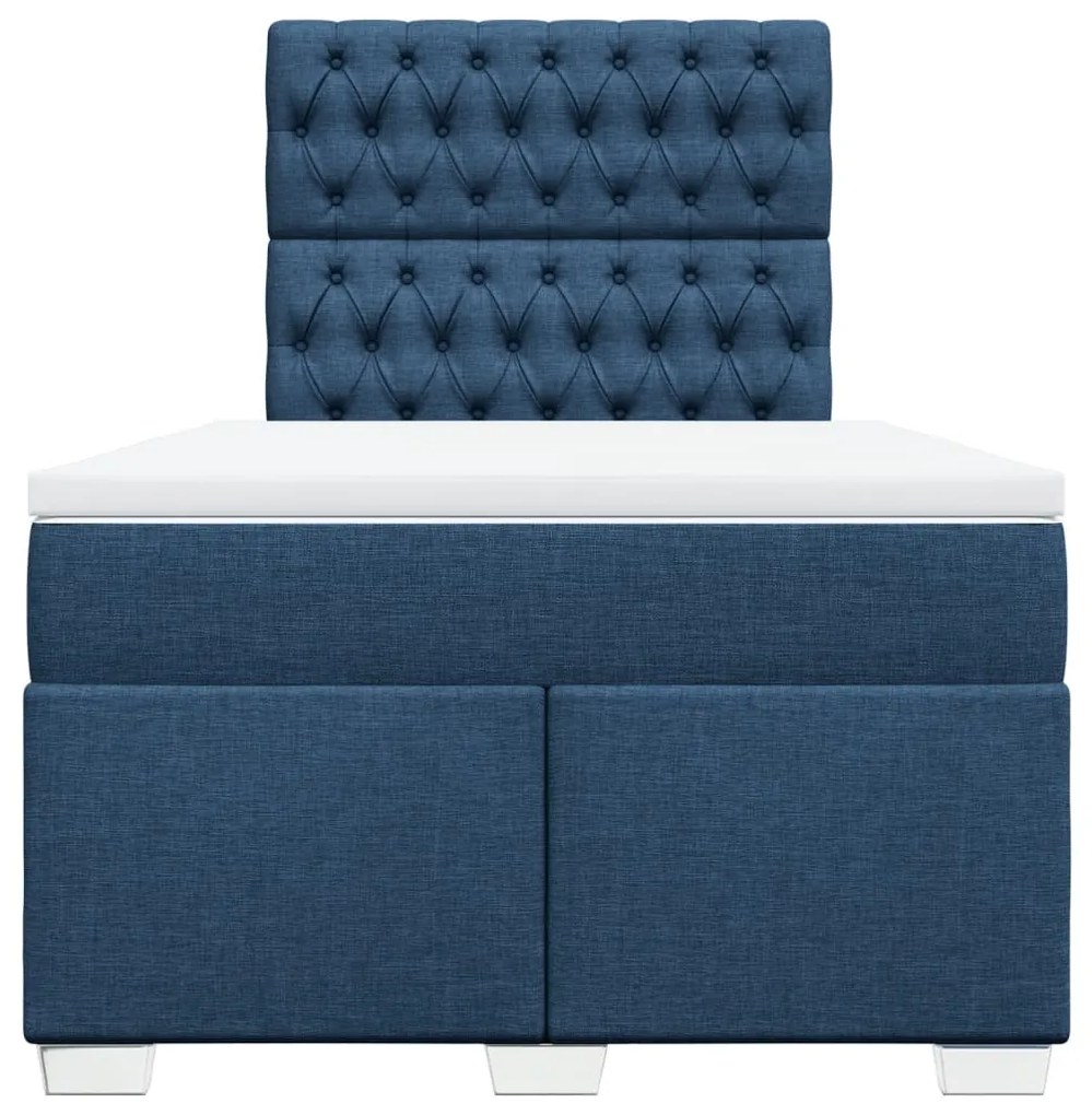 vidaXL Κρεβάτι Boxspring με Στρώμα Μπλε 120x200 εκ. Υφασμάτινο