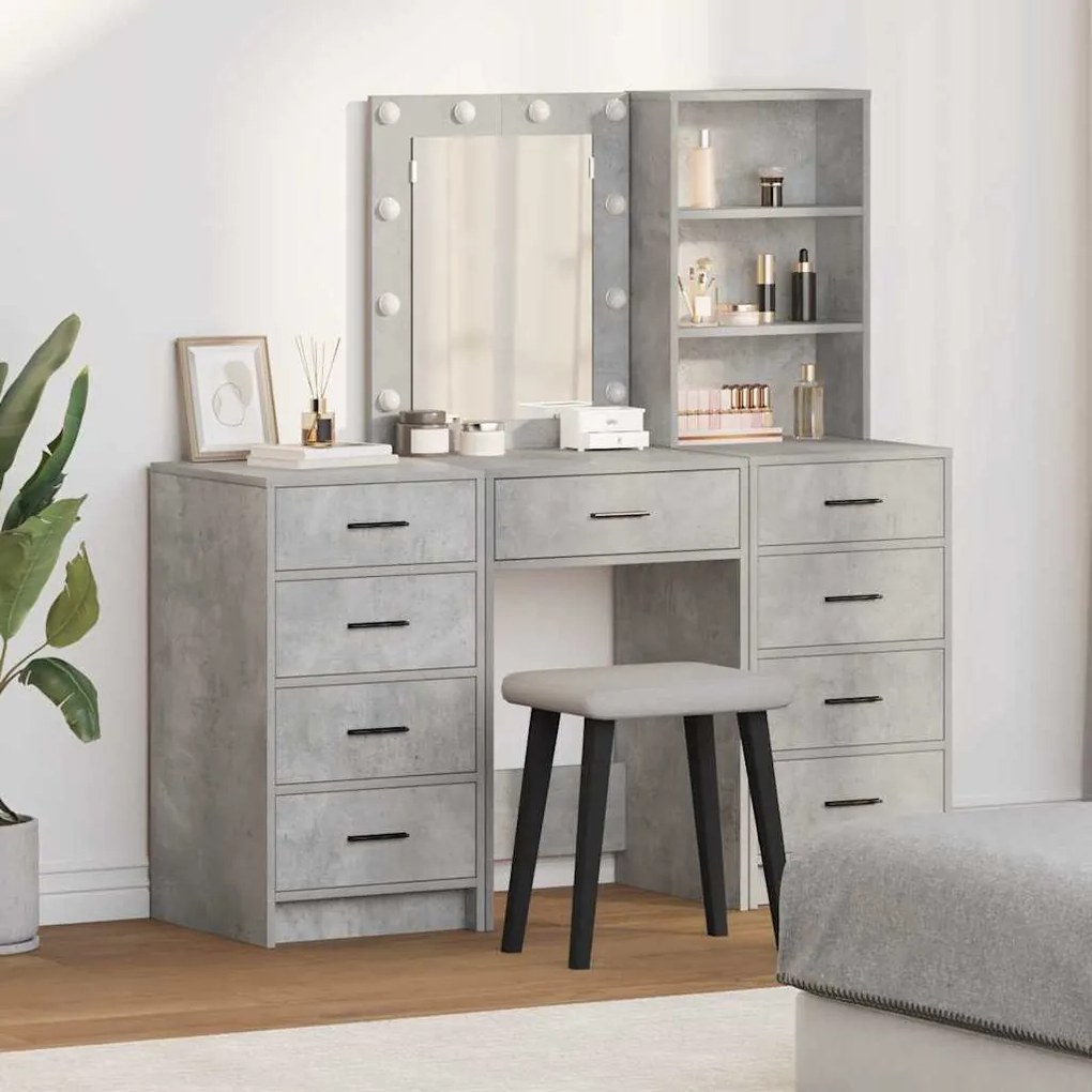vidaXL Τραπέζι περιποίησης με συρτάρι 3 pcs Γκρι 40 x 41 x 135 εκ.