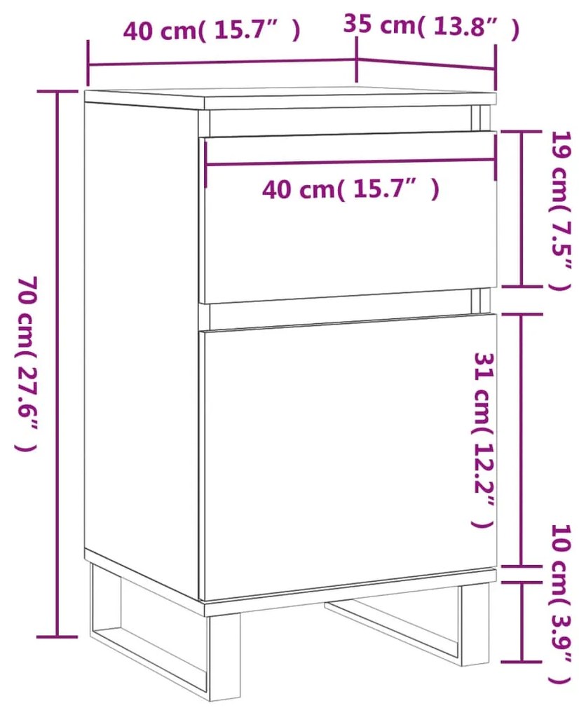 Συρταριέρα Καπνιστή Δρυς 40 x 35 x 70 εκ. από Επεξεργ. Ξύλο - Καφέ