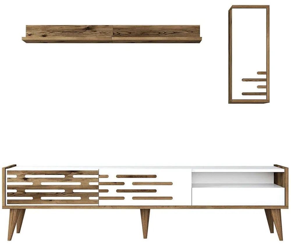 Σύνθεση Τηλεόρασης Valensiya 845HCT5343 180x35x45cm Walnut-White