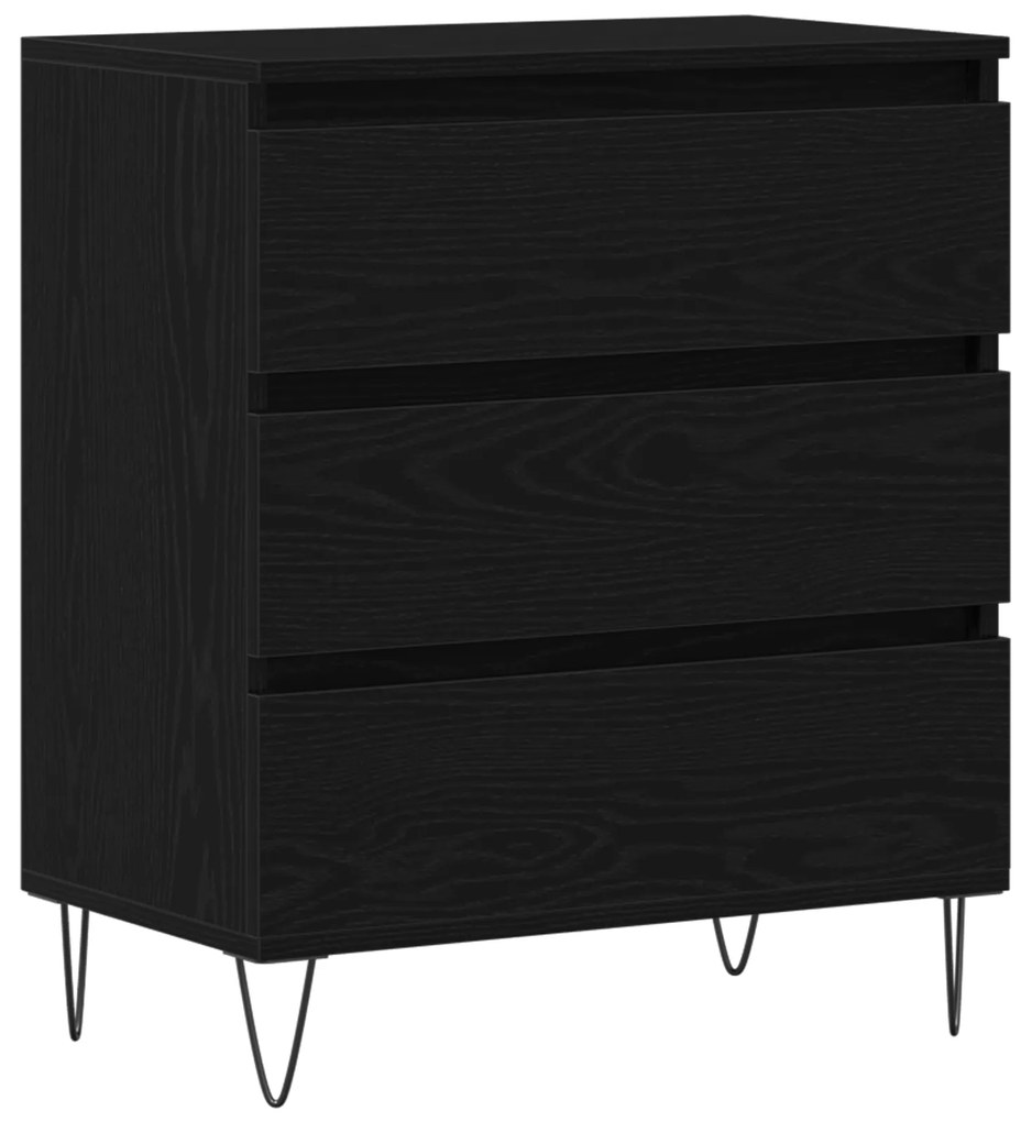 vidaXL Μπουφές με Συρτάρια Μαύρο Ξύλο 60x35x70 εκ. Κατασκευασμένο από Συνθετικό Ξύλο