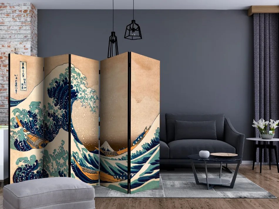 Διαχωριστικό με 5 τμήματα - Hokusai: The Great Wave off Kanagawa (Reproduction) II [Room Dividers]