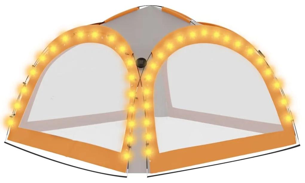vidaXL Τέντα Εκδηλώσεων με LED 4 Τοιχώματα Γκρι/Πορτοκαλί 3,6x3,6x2,3μ