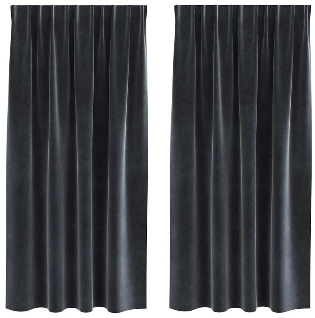 vidaXL Κουρτίνες με κουρτίνες 2 pcs Σκούρο γκρι 140 x 175 cm Βελούδο