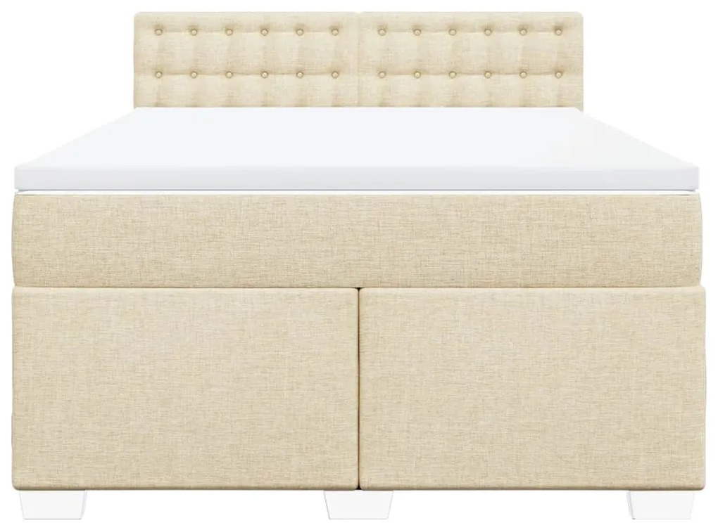 vidaXL Κρεβάτι Boxspring με Στρώμα Κρεμ 140x200 εκ. Υφασμάτινο