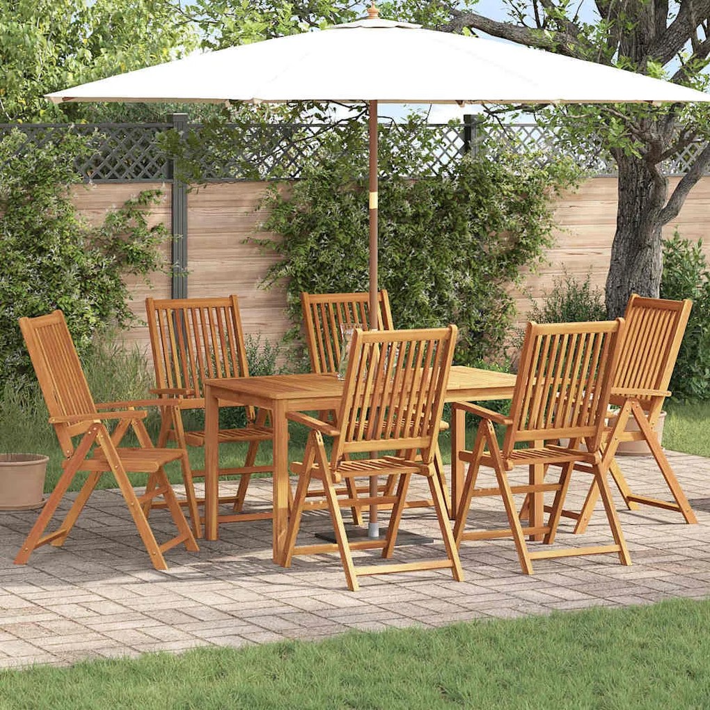 vidaXL Σέτ φαγητού για κήπο Πτυσσόμενος 7 pcs Καφέ Μασίφ ξύλο ακακίας