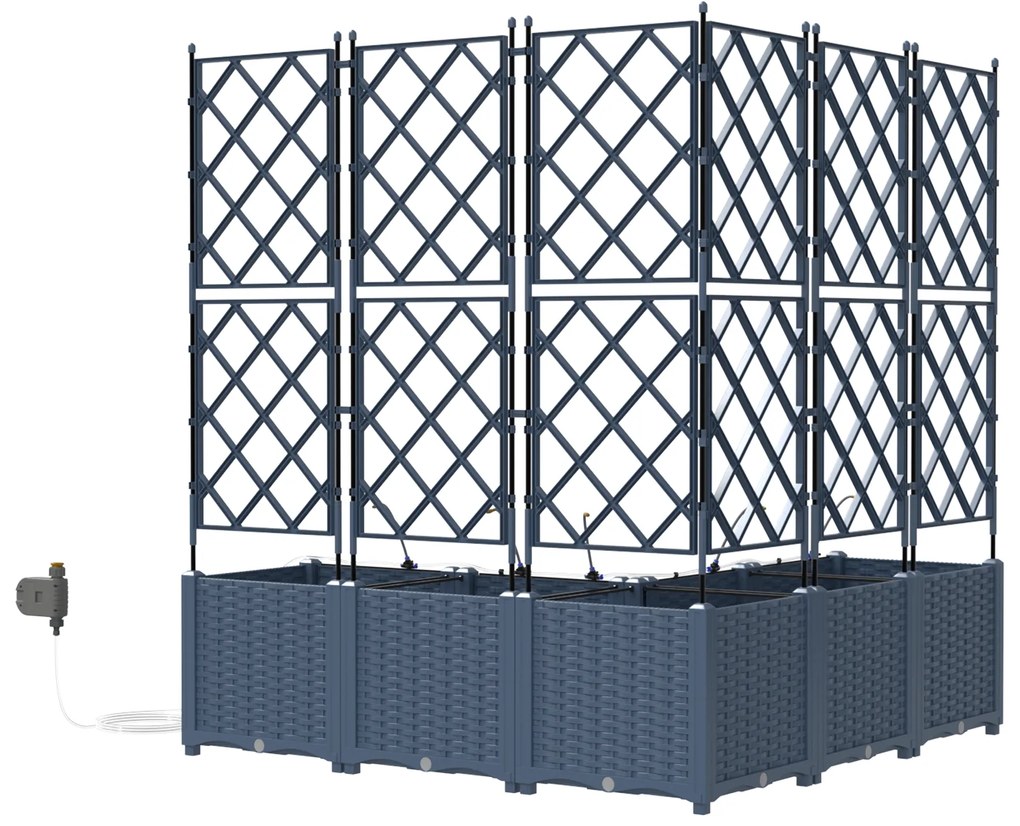 vidaXL Γλάστρες Κήπου 1 τεμ Καφασωτό Γκρι 120 x 120 x 142 cm Πλαστικό