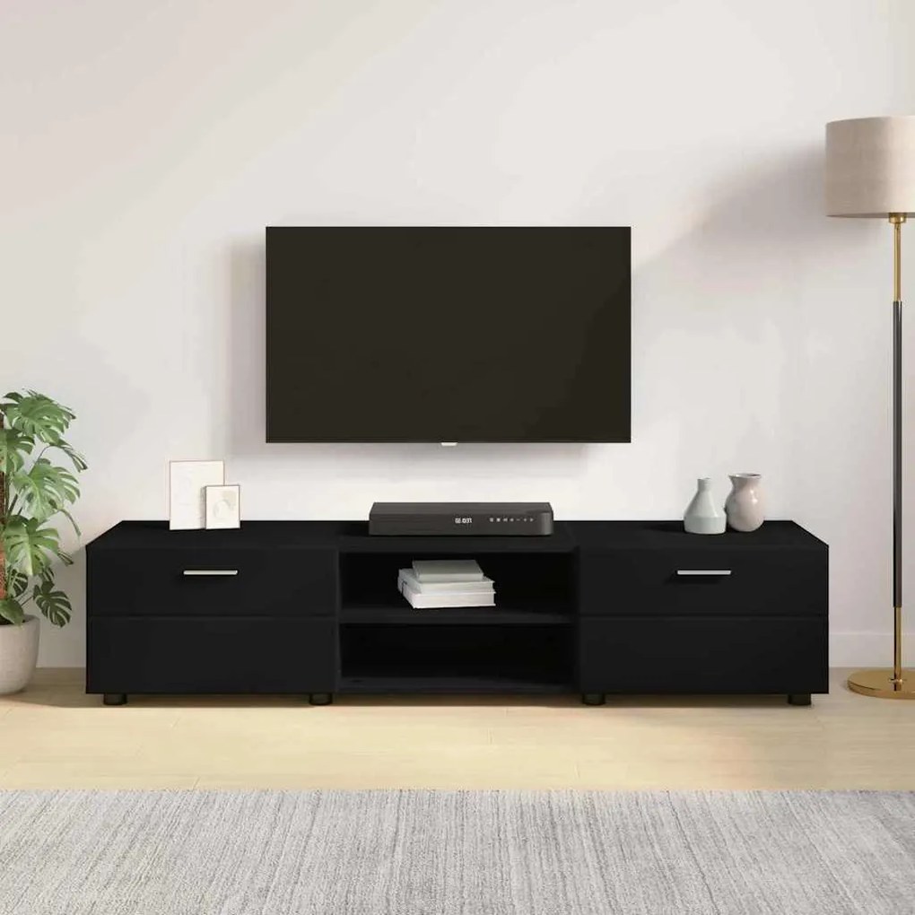 vidaXL Ντουλάπι TV με ράφι Μαύρο 150 x 39 x 30 εκ Επεξεργασμένο ξύλο