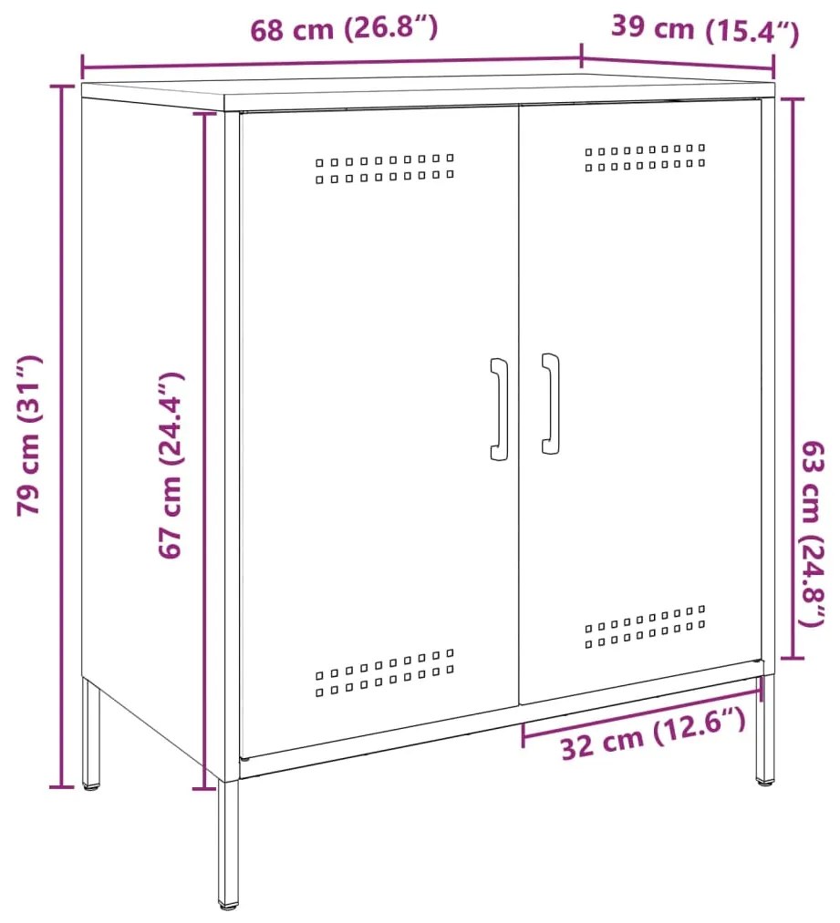 Ντουλάπι Ροζ 68x39x79 εκ. από Ατσάλι - Ροζ