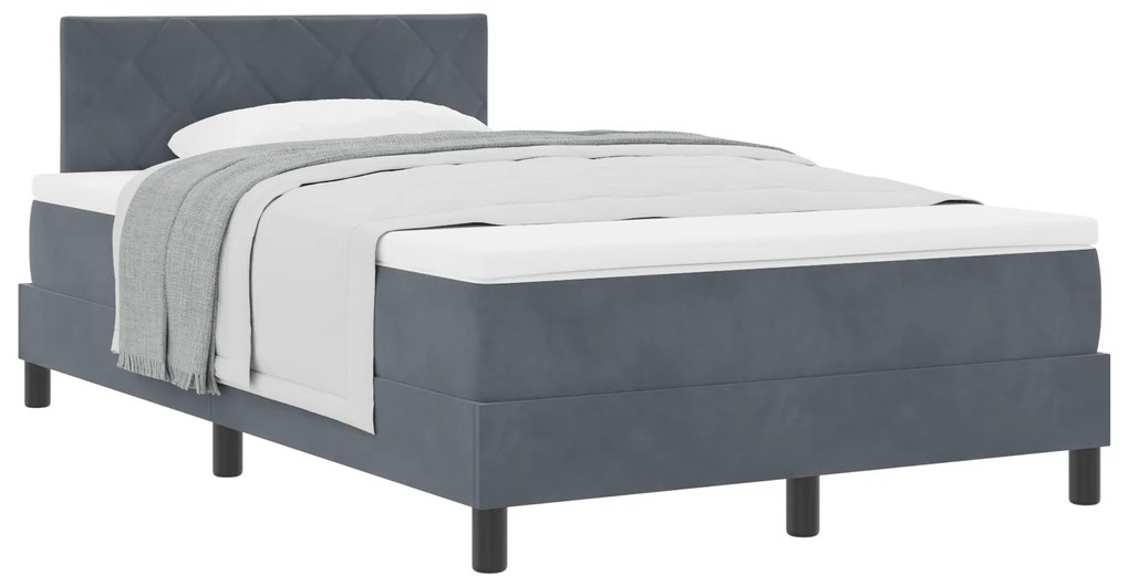 vidaXL Κρεβάτι Box Spring με Στρώμα Σκούρο Γκρι 120x200 εκ Βελούδο