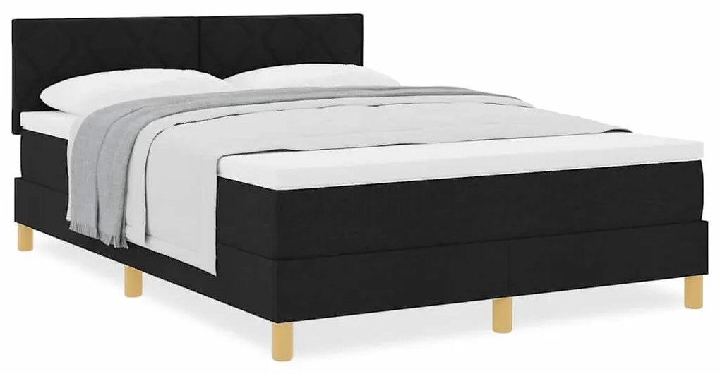 vidaXL Κρεβάτι box spring με στρώμα Μαύρο 140 x 200 cm ύφασμα