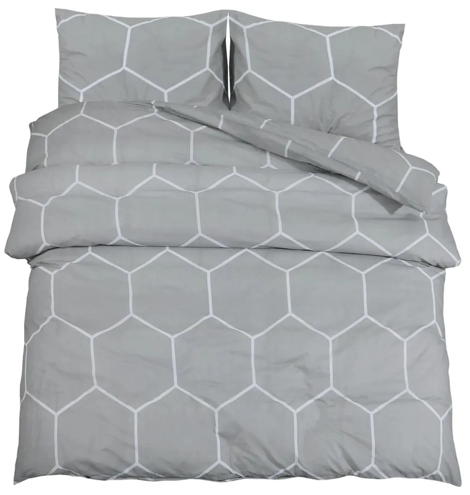 vidaXL Σετ Παπλωματοθήκης Γκρι 220 x 240 εκ. Βαμβακερό