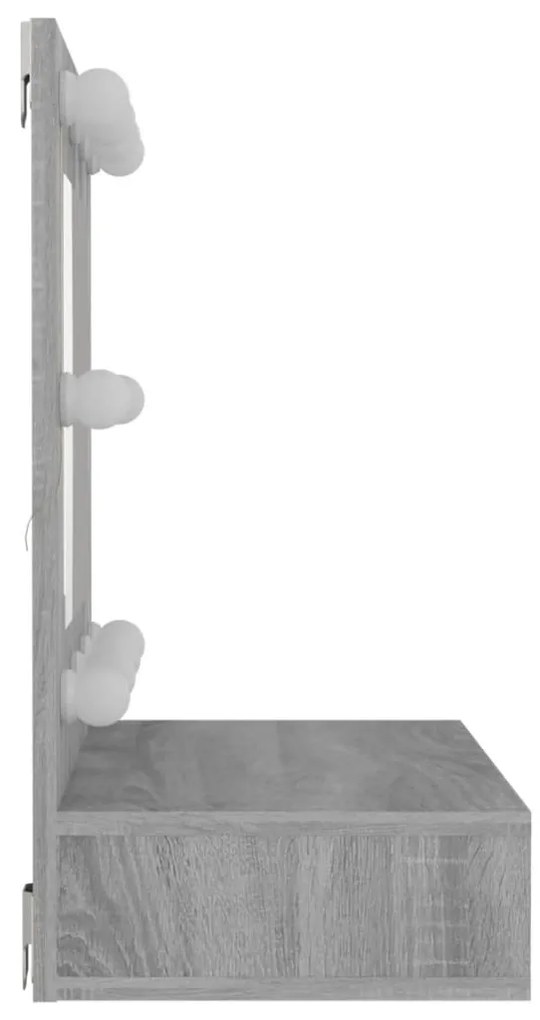 vidaXL Έπιπλο Καθρέπτη με LED Γκρι Sonoma 60x31,5x62 εκ.