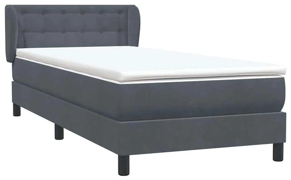 vidaXL Box Spring Κρεβάτι με στρώμα Σκούρο γκρι 80x210 εκ. Βελούδινο