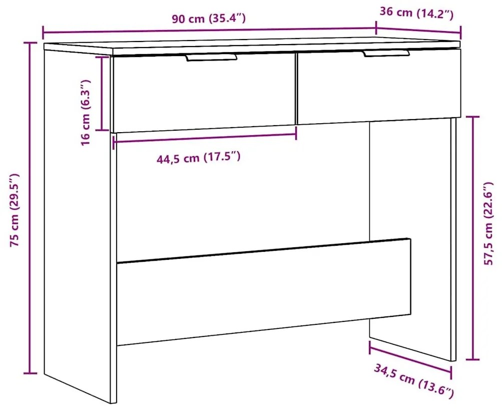 Τραπεζάκι Κονσόλα Παλιό Ξύλο 90x36x75 εκ. από Μοριοσανίδα - Καφέ