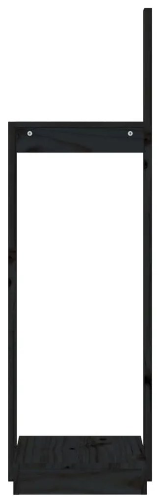 vidaXL Ξυλοθήκη Μαύρη 33,5 x 30 x 110 εκ. από Μασίφ Ξύλο Πεύκου