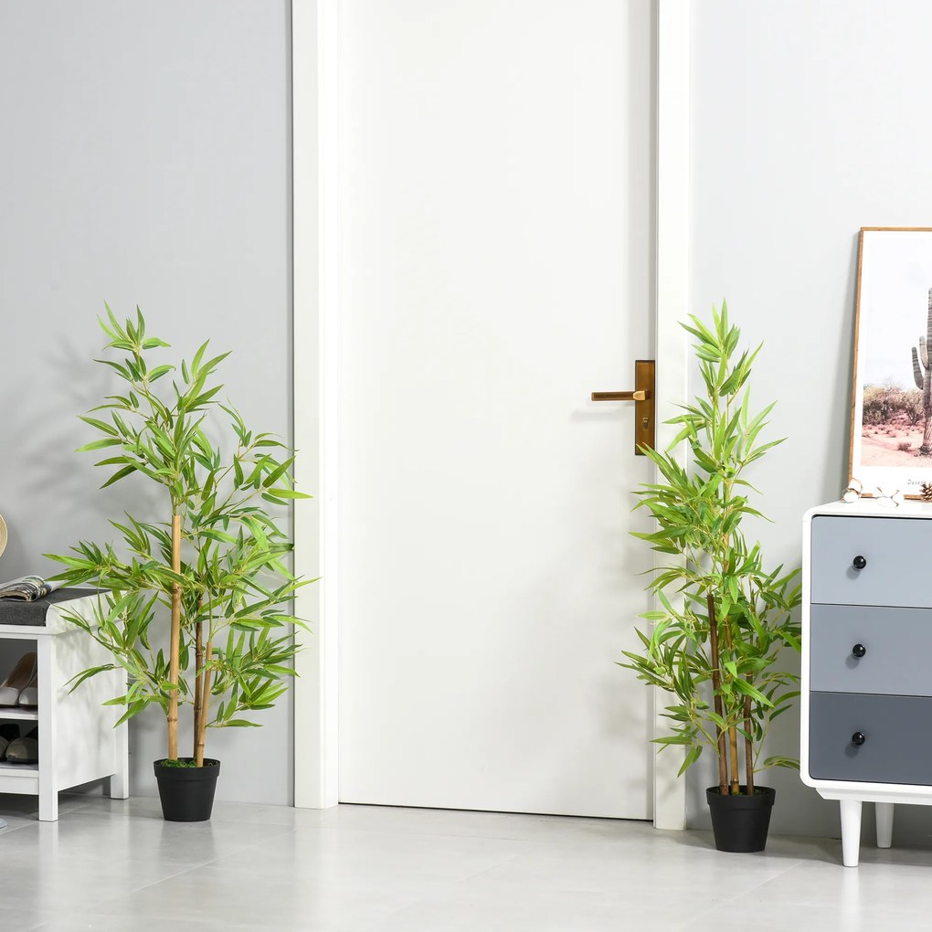 Outsunny Τεχνητό Μπαμπού, Τεχνητό Φυτό, Διακοσμητικό Φυτό με Γλάστρα, Τεχνητό Δέντρο, Διακόσμηση Δέντρου, 120 cm