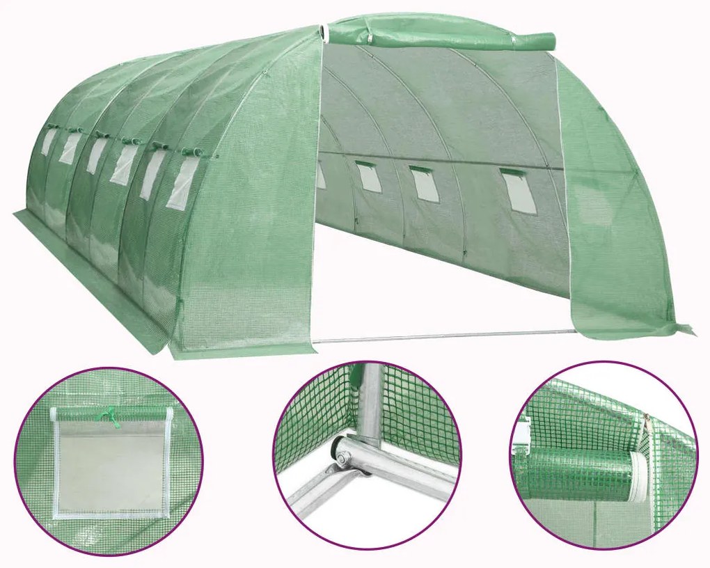 vidaXL Θερμοκήπιο 24 μ² 6 x 4 x 2 μ.