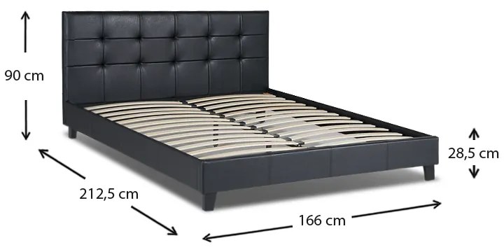 Κρεβάτι Sissy Megapap από τεχνόδερμα χρώμα μαύρο 160x200εκ.