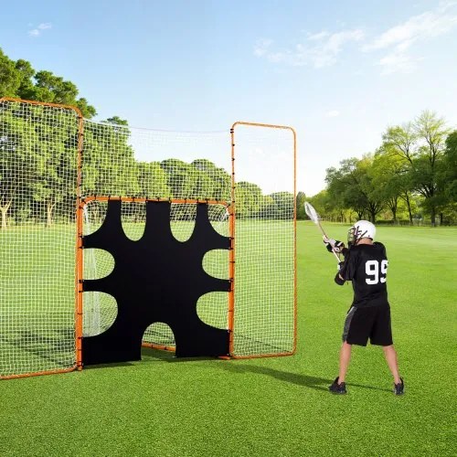 VEVOR 12x9 ft 3-IN-1 Lacrosse Goal Net with Backstop Target Rebounder Equipment