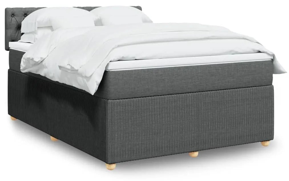 Κρεβάτι Boxspring με Στρώμα Σκούρο Γκρι 160x200 εκ Υφασμάτινο - Γκρι