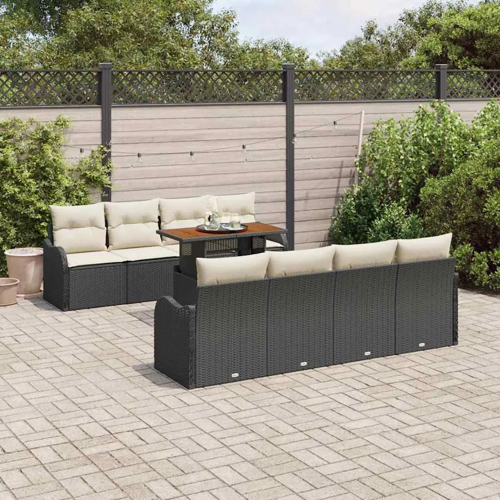 vidaXL Σετ Καναπέ Κήπου 7 pcs Μαύρο και κρεμ 100 x 55 x 73 εκ