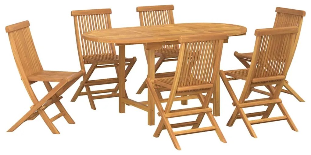 vidaXL Σέτ φαγητού για κήπο 7 pcs Καφέ Στερεό Ξύλο Τίκ