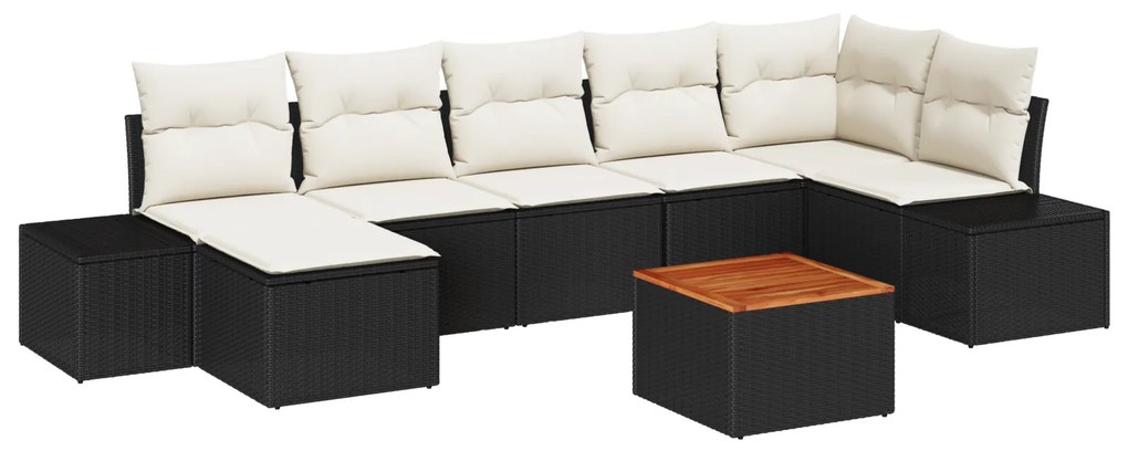 vidaXL Σετ Καναπέδων Κήπου 8 pcs Μαύρος, λευκός Ρατάν, Πολυεστέρας