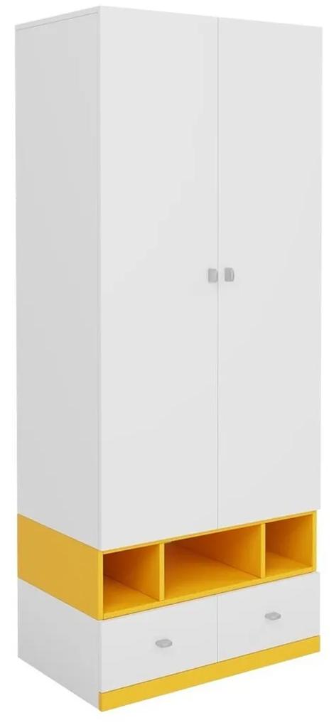 Ντουλάπα Omaha E101, Κίτρινο, Άσπρο, 195x80x50cm, 66 kg, Πόρτες ντουλάπας: Με μεντεσέδες, Αριθμός ραφιών: 1, Αριθμός ραφιών: 1 | Epipla1.gr