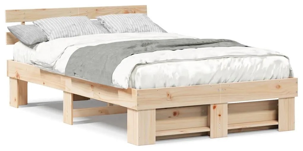 vidaXL Σκελετός Κρεβατιού Καφέ 140 x 190 cm Μασίφ ξύλο πεύκου