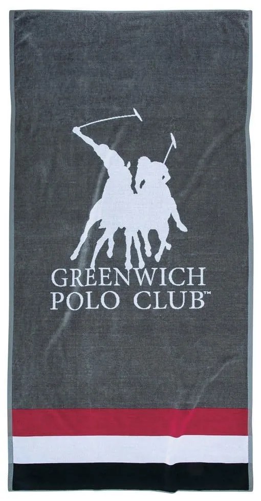 Πετσέτα Θαλάσσης 3867 Grey-White-Red Greenwich Polo Club Beach 90x180cm 100% Βαμβάκι