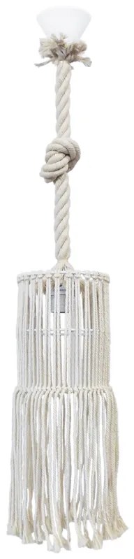 Φωτιστικό Οροφής Mac-03 Φ15 1/L Macrame 31-1065 White Heronia Σχοινί,Μέταλλο