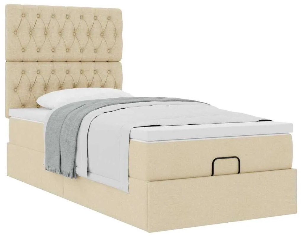 Οθωμανικό κρεβάτι με στρώμα Cream 100x200cm ύφασμα 3313221