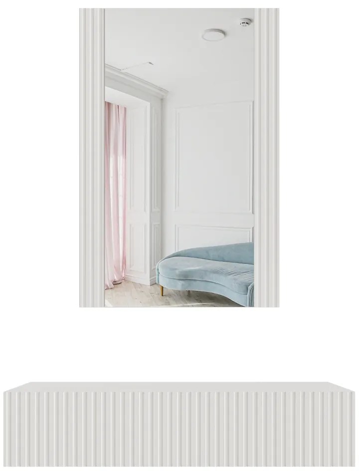 PAFOS vanity table ( hanging ) and mirror white/white DIOMMI CAMA-PAFOS-TOALETKA-BI/BI